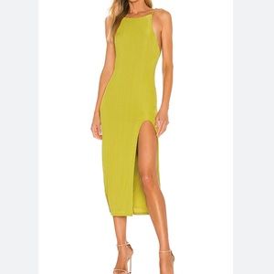 Like-new Camila Coelho Shelly Midi Dress in Yellow Green - Size XS